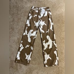 12th Tribe Midland Brown Cow Print Jeans (M)